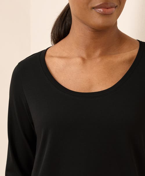 Pact Organic Cotton Softspun Long Sleeve Scoop Neck Tee In Black