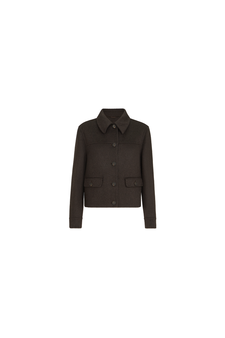 Hand-crafted outerwear jacket in cashmere beaver double cloth with monili, Alternate, color, Pine Cone Brown