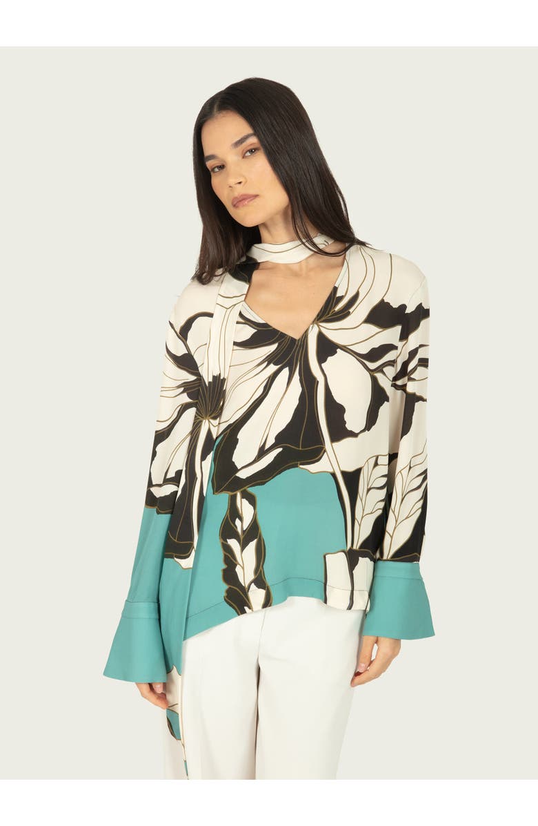 SECRET MISSION Chiara Blouse, Main, color, Cyan Green Abstract Floral