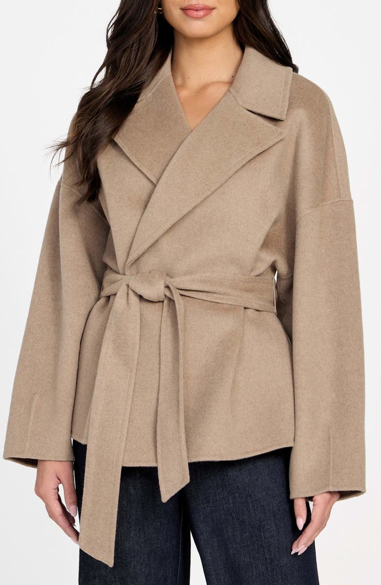 Marciano Ellla Wool Blend Wrap Coat, Main, color, Beige