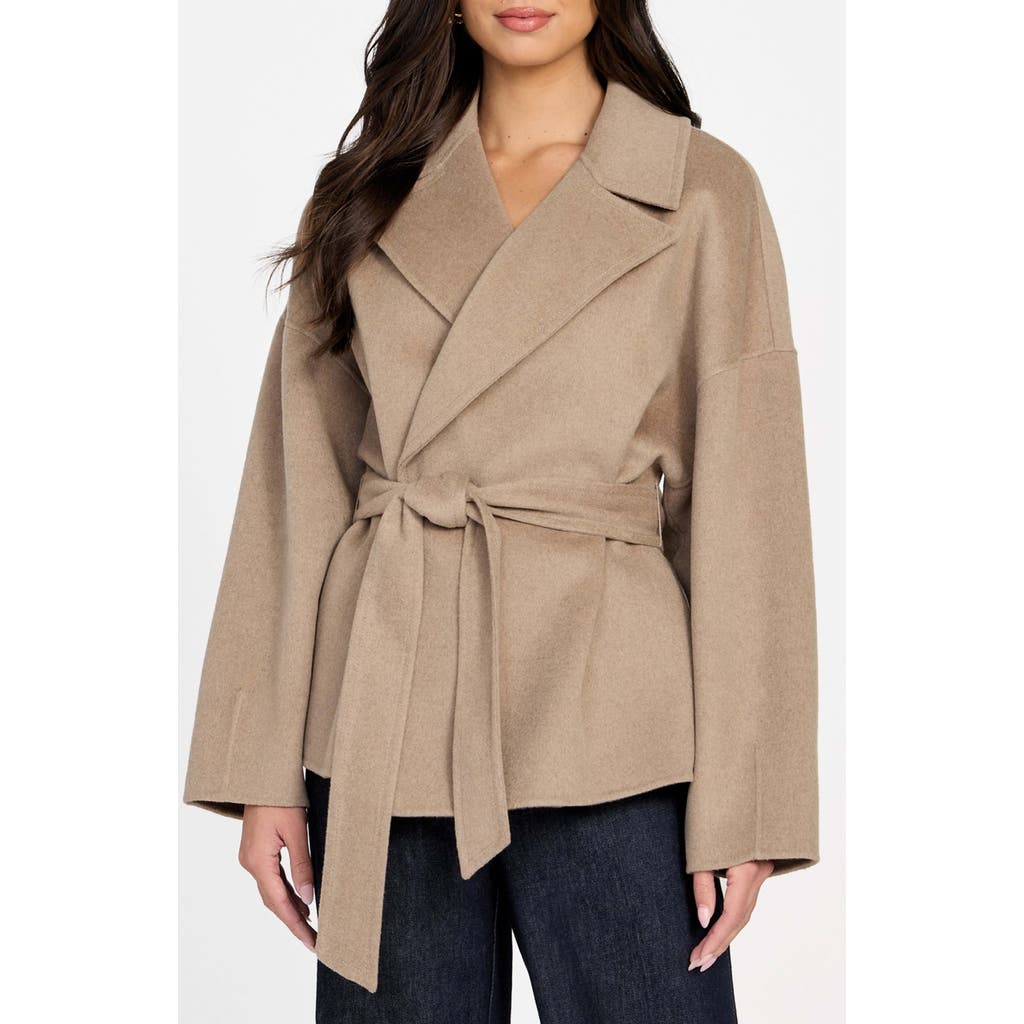 Marciano Ellla Wool Blend Wrap Coat In Brown