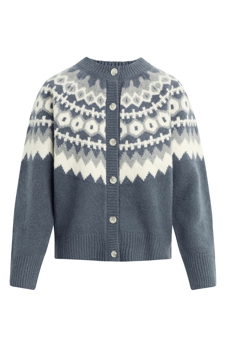 Favorite Daughter The Snowed In Fair Isle Merino Wool & Cashmere Blend Cardigan, Alternate, color, Charcoal