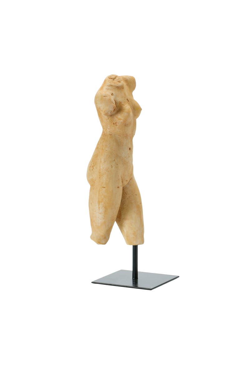 Resin Female Body Figure on Metal Stand, Plaster Finish, Alternate, color, Brown