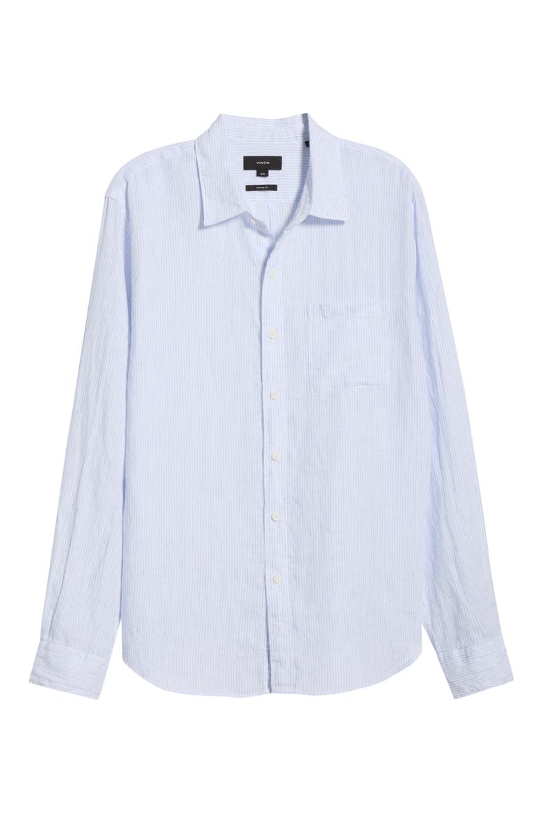 Tate Stripe Linen Button-Up Shirt, Alternate, color, OPTIC WHITE/ NOVO
