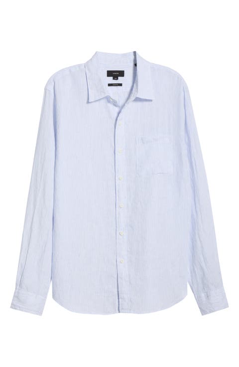 Tate Stripe Linen Button-Up Shirt