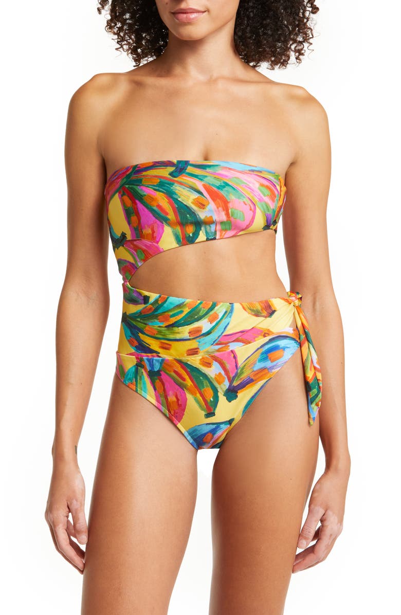 FARM Rio Colorful Banana Cutout One-Piece Swimsuit, Main, color, 