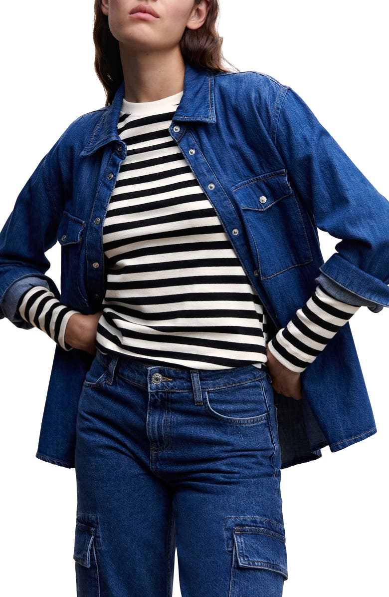 MANGO Stripe Crewneck Long Sleeve T-Shirt, Main, color,