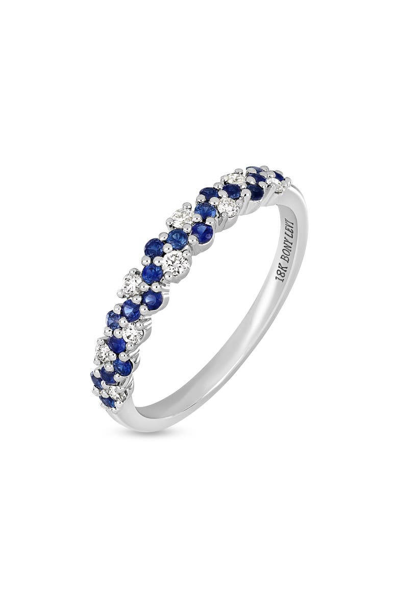 18K Gold El Mar Gemstone & Diamond Band Ring (Online Trunk Show), Main, color, 18K WHITE GOLD/ SAPPHIRE