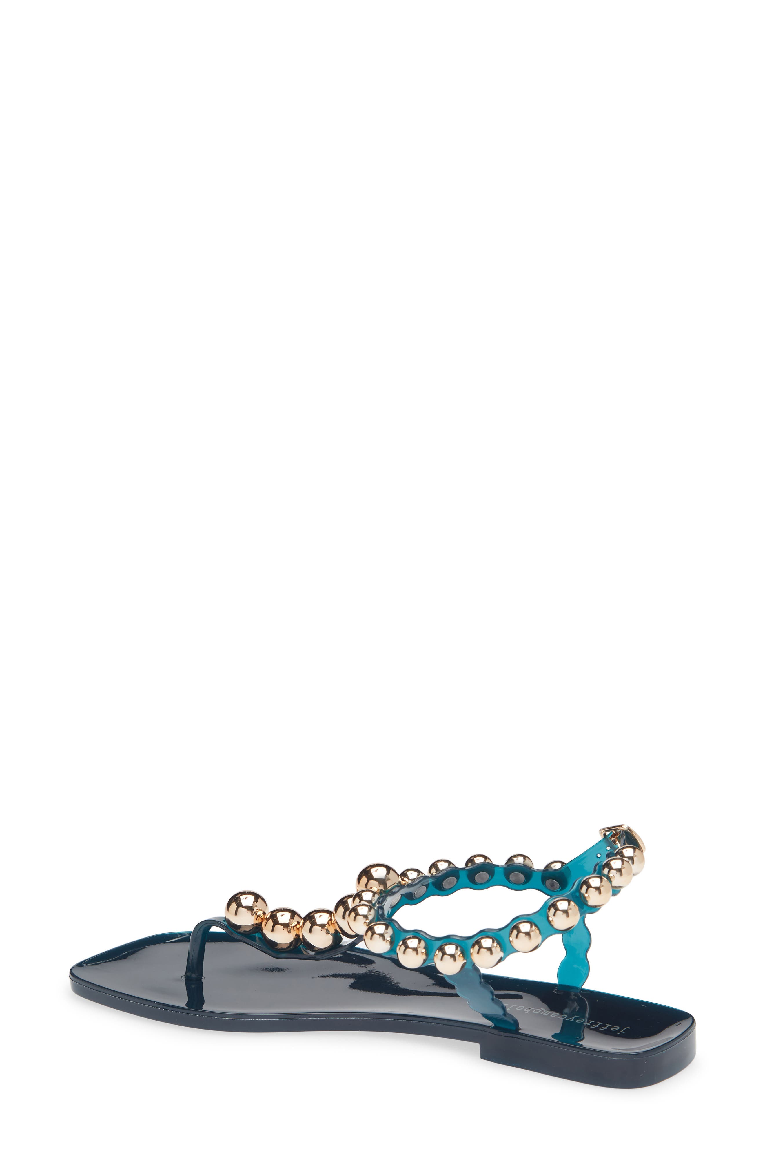 Jeffrey Campbell Plated Embellished Sandal, Alternate, color, Teal Gold