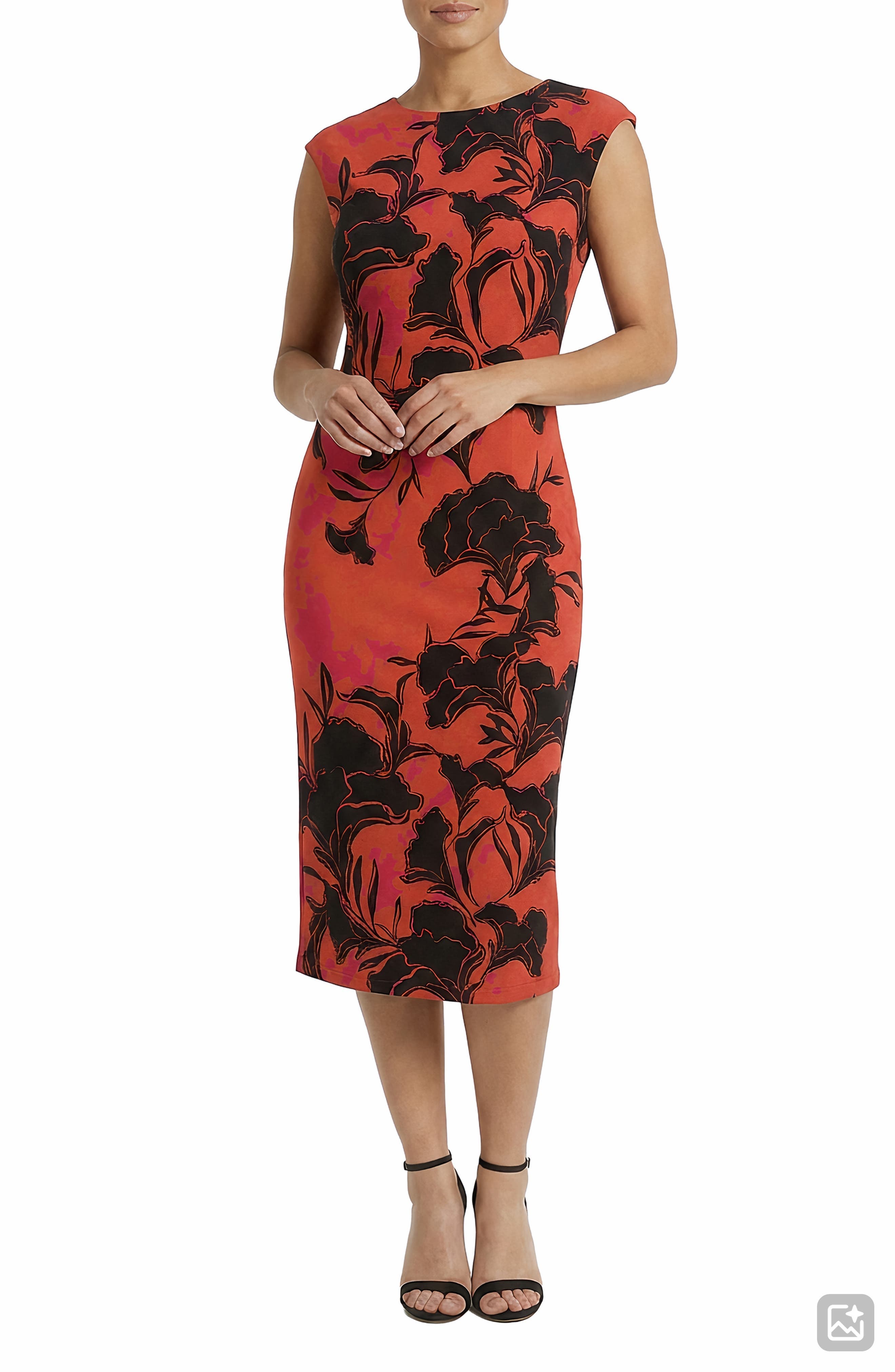 Cap Sleeve Midi Sheath Dress