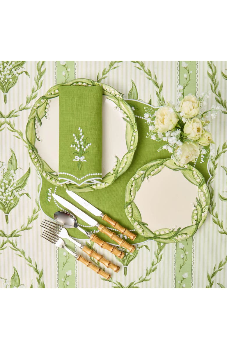 Mrs. Alice Lily of the Valley Garland Tablecloth, Alternate, color, Green