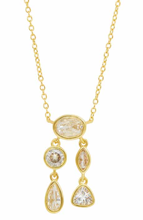 SAVVY CIE JEWELS Bezel Cubic Zirconia Pendant Necklace