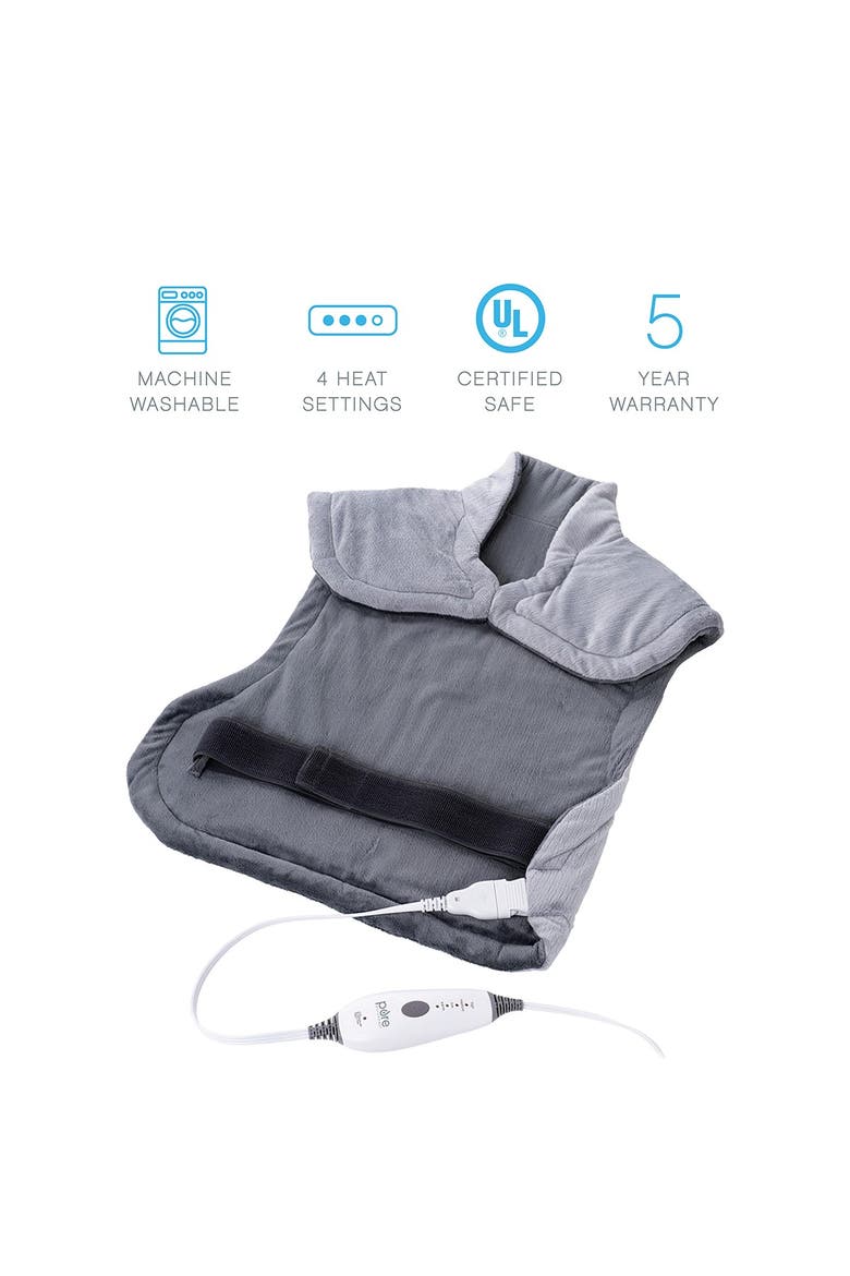 PureRelief XL - Extra-Long Back and Neck Heating Pad - Gray, Main, color, GRAY