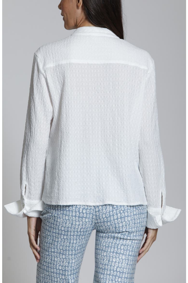 Ruffled Button-Up Top, Alternate, color, WHITE