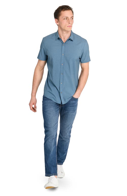 Wrk W.r.k Linked Hexagon Geo Print Short Sleeve Performance Button-up Shirt