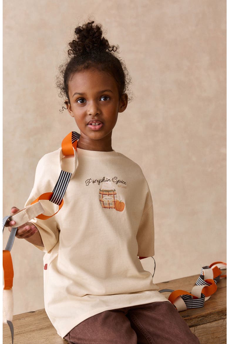 Kids' Pumpkin Spice Graphic T-Shirt, Alternate, color, CREAM
