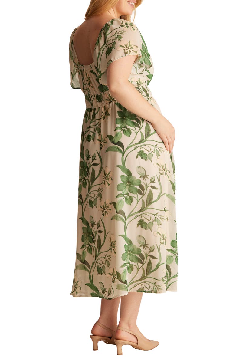Estelle Anaya Floral Print Midi Dress, Alternate, color, Cream/ Garden