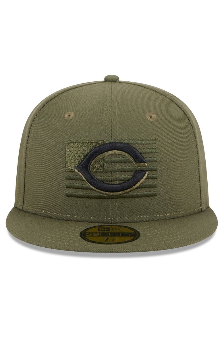 New Era Men's New Era  Green Cincinnati Reds 2023 Armed Forces Day On-Field 59FIFTY Fitted Hat, Alternate, color, 