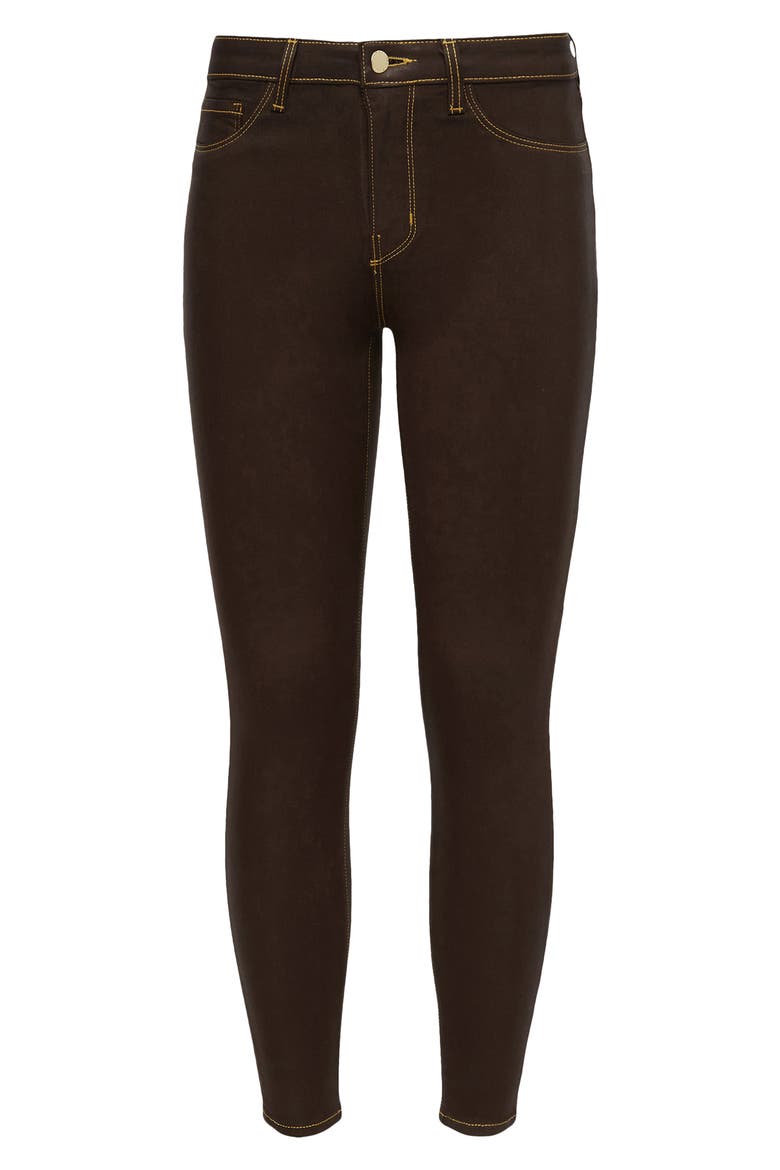 Marguerite Topstitch Detail Coated Skinny Jeans, Alternate, color, ESPRESSO/ GLD CON COAT