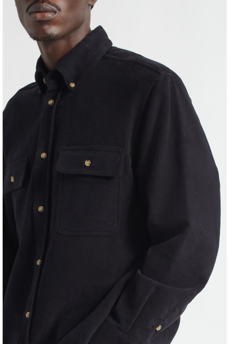 Cotton Moleskin Button-Down Shirt, Alternate, color, BLACK
