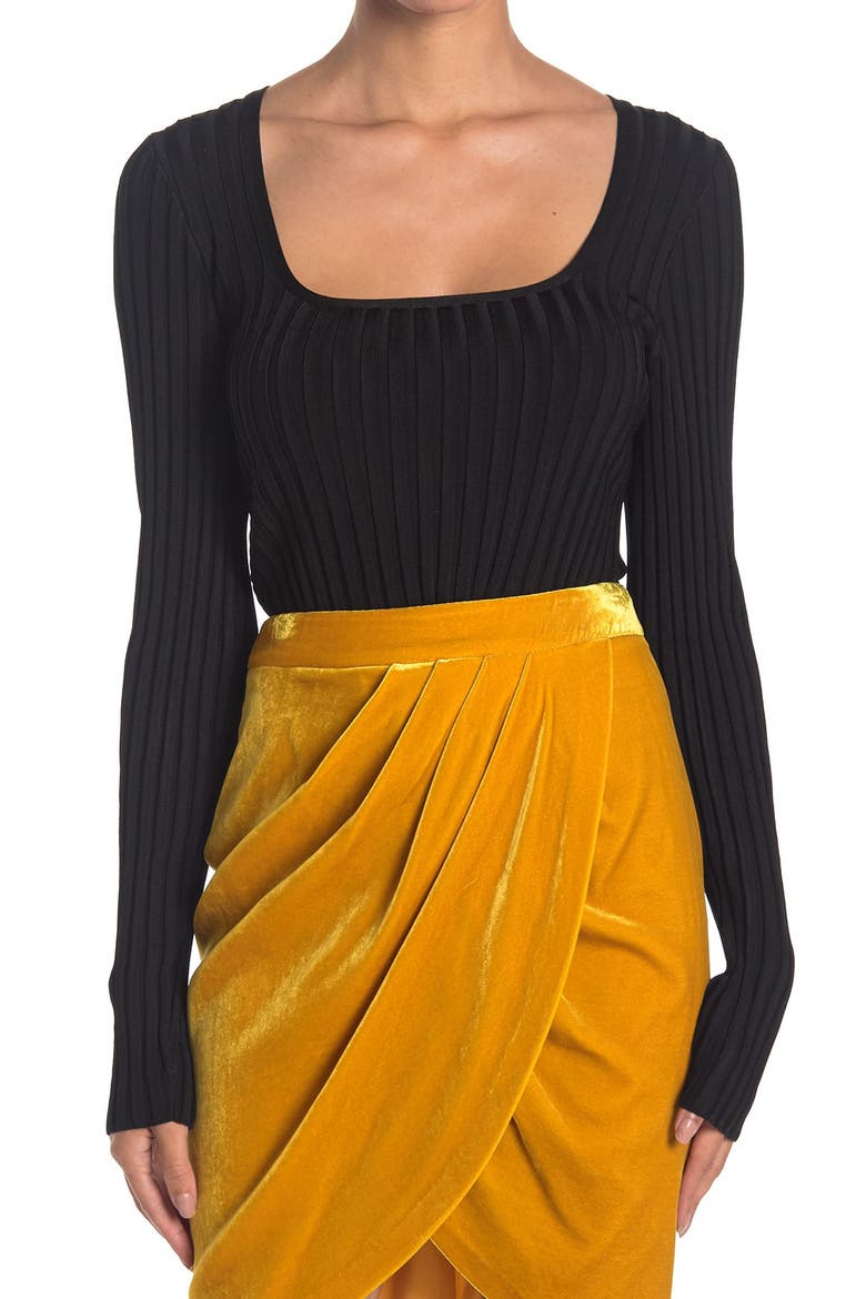 Clara Ribbed Top, Main, color, BLACK
