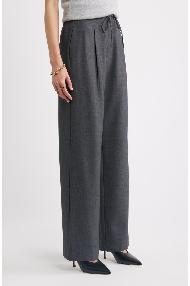 Drawstring Wide Leg Pants, Alternate, color, GREY CHARCOAL HEATHER