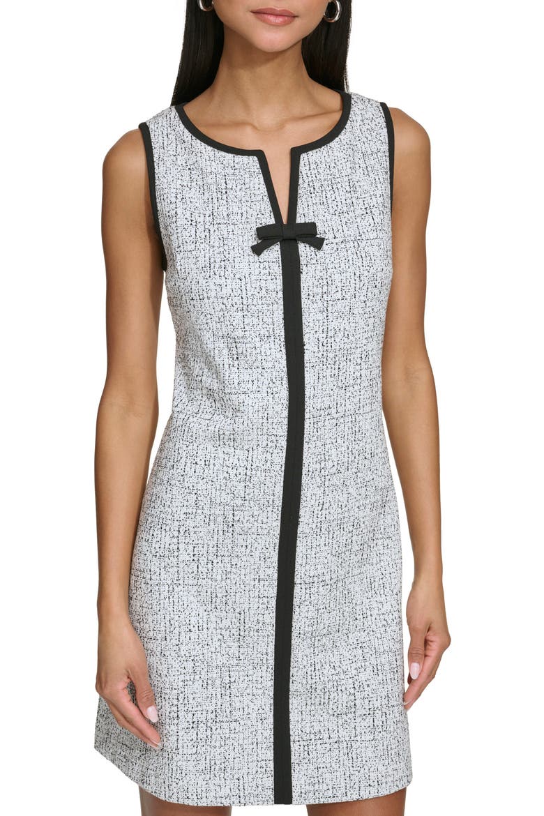 Scuba Crepe Shift Dress, Main, color, SOFT WHITE BLACK