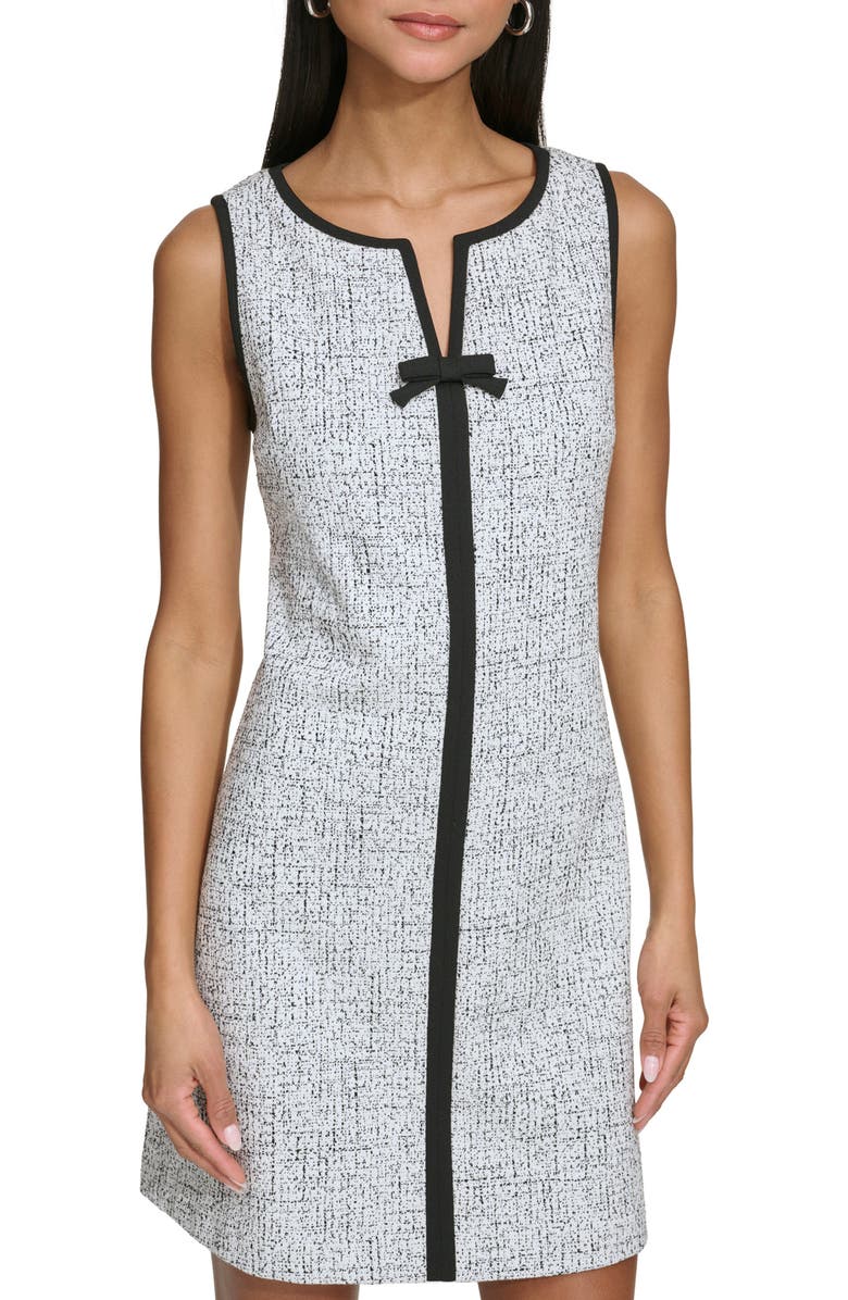 KARL LAGERFELD Scuba Crepe Shift Dress, Main, color, Soft White Black
