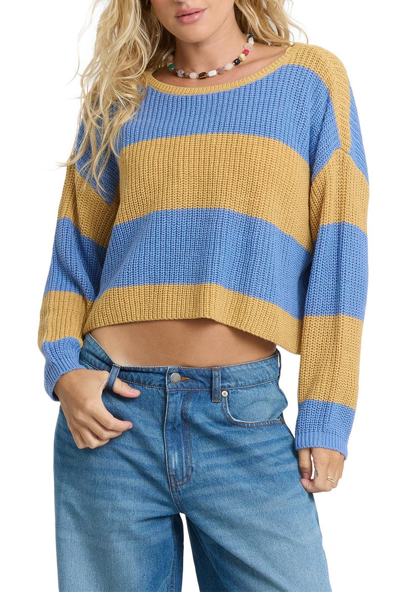 Stripe Marled Crop Sweater, Main, color, CURRY