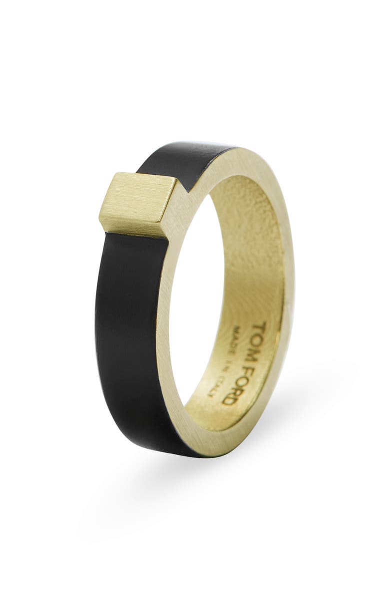 TOM FORD Brass Thin Ring, Alternate, color, Black