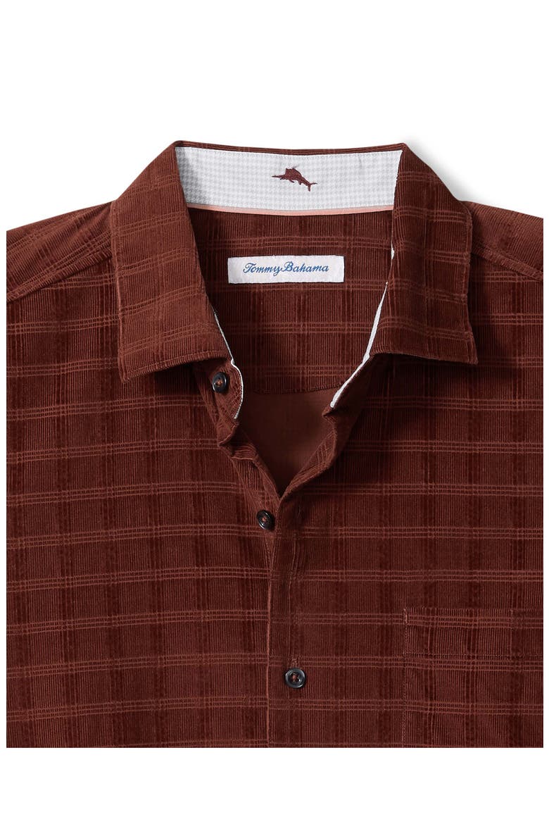 Check Island Cotton Corduroy Button-Up Shirt, Alternate, color, MAROON