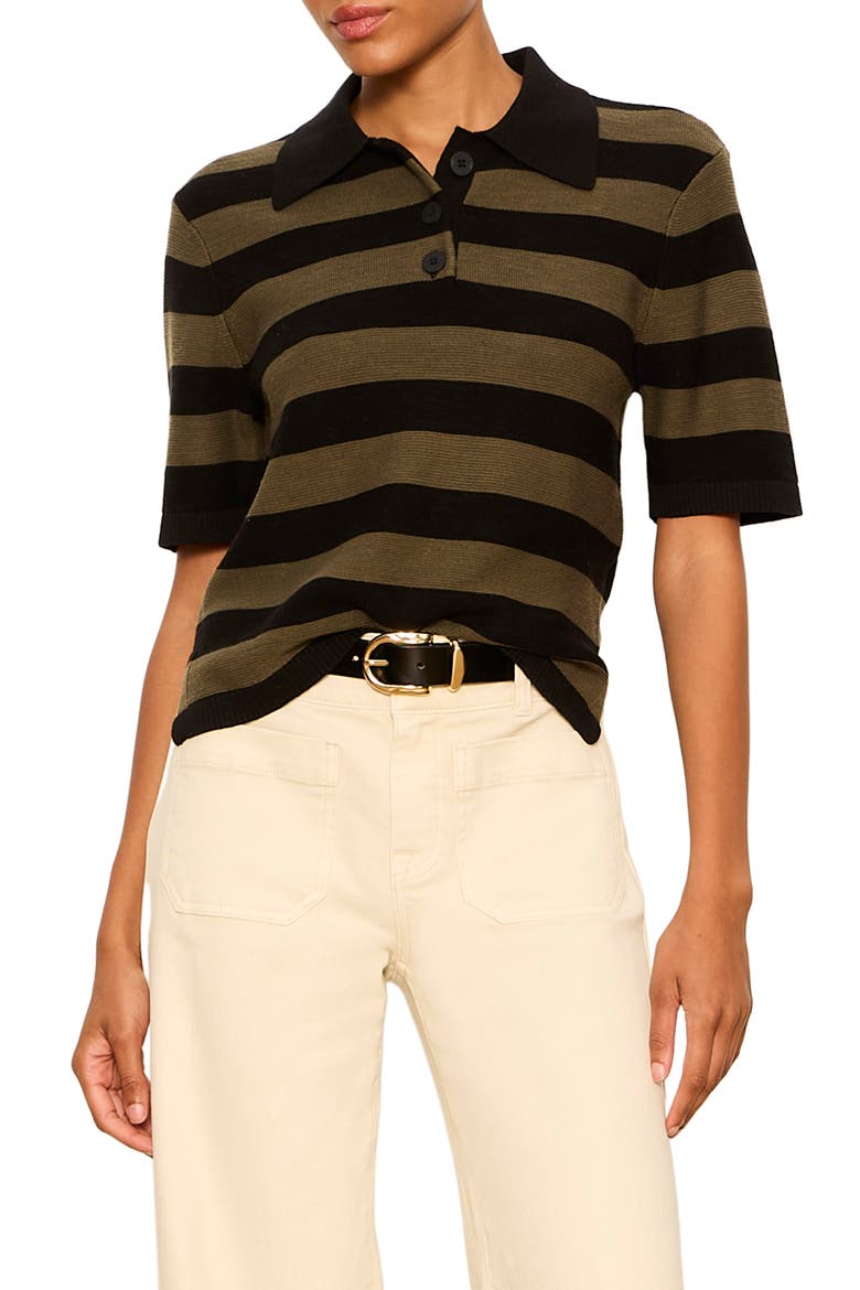 For Keep Polo Sweater, Main, color, BROOKLYN GREEN STRIPE