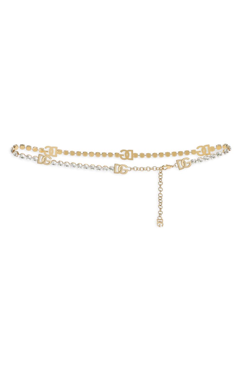 Dolce&Gabbana DG Logo Crystal Chain Belt, Alternate, color, Gold