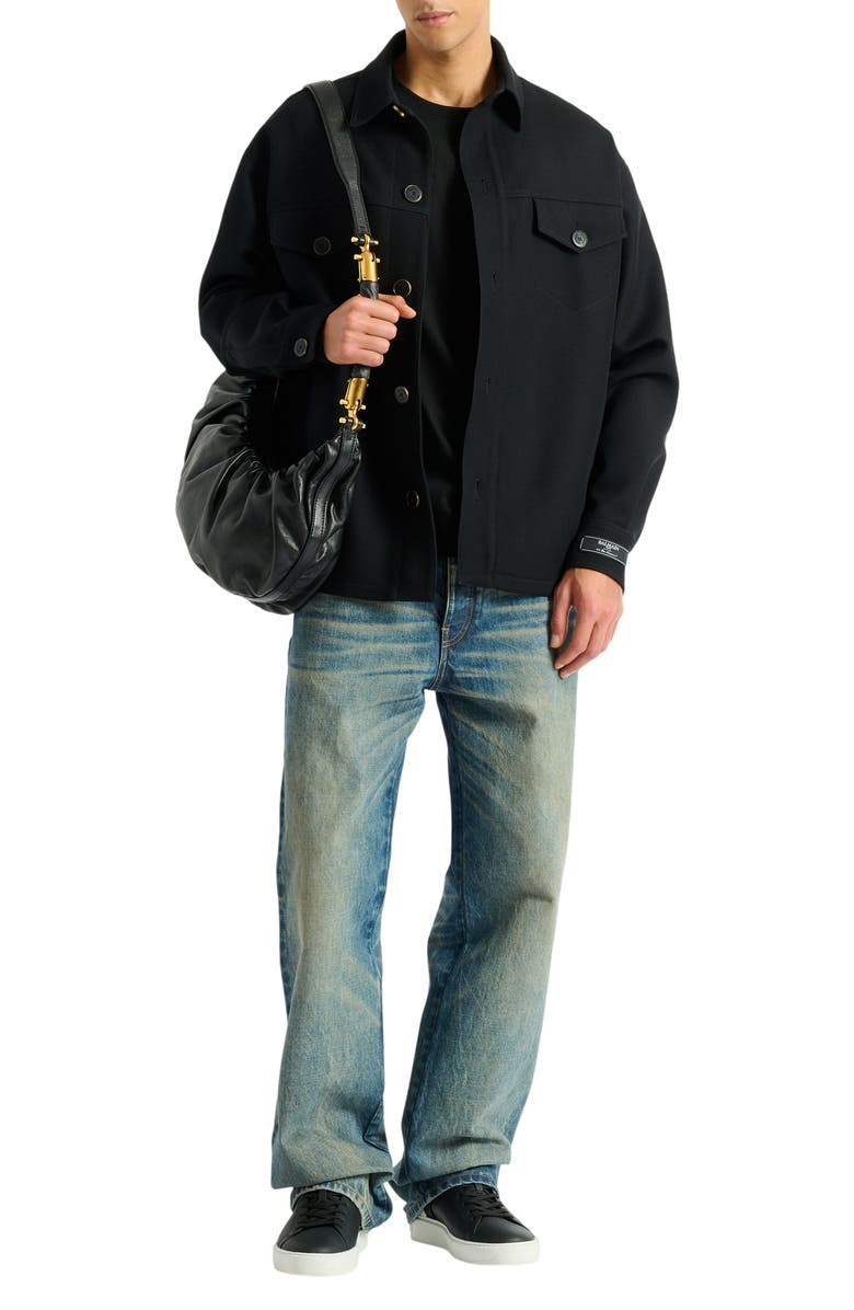 Balmain Wool twill overshirt, Alternate, color,
