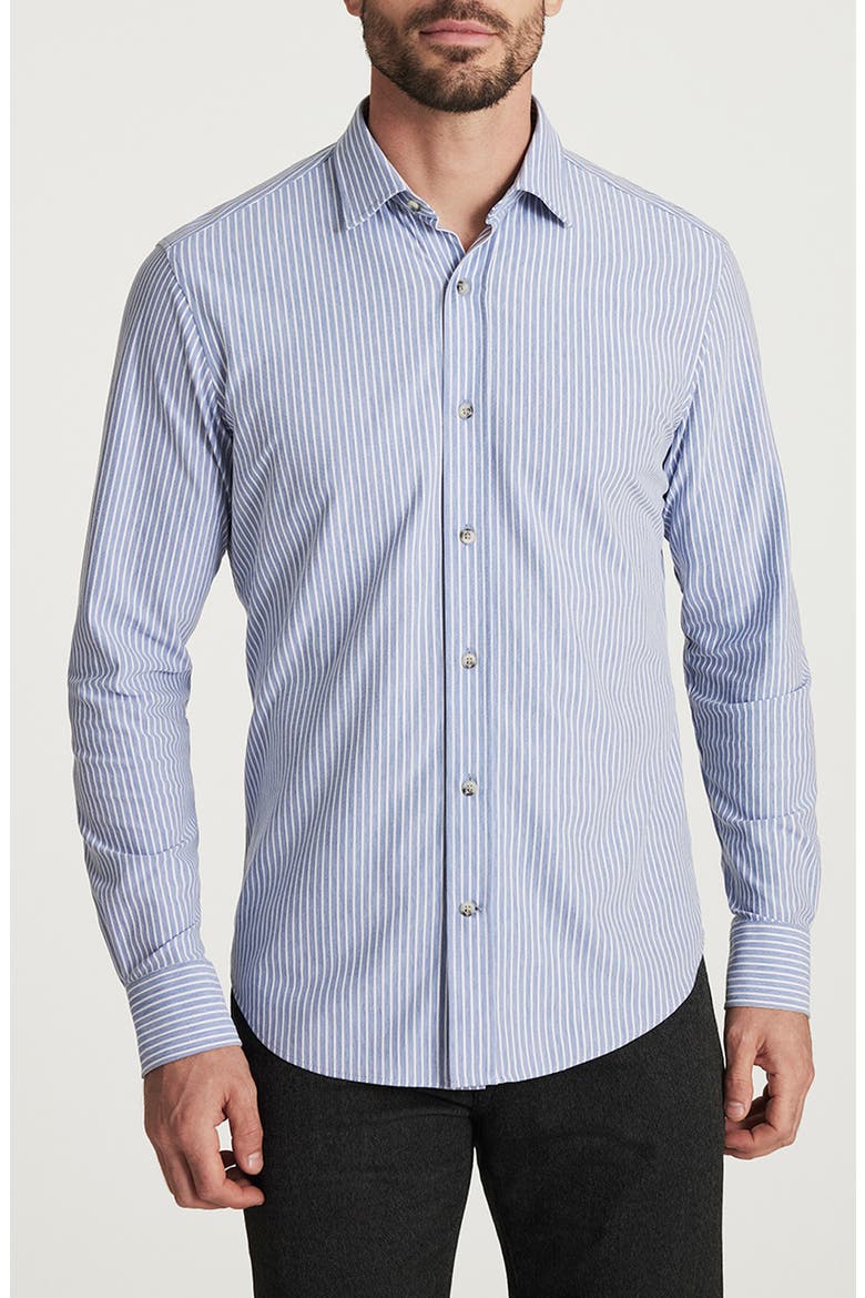 Stripe Button-Up Shirt, Main, color, BLUE