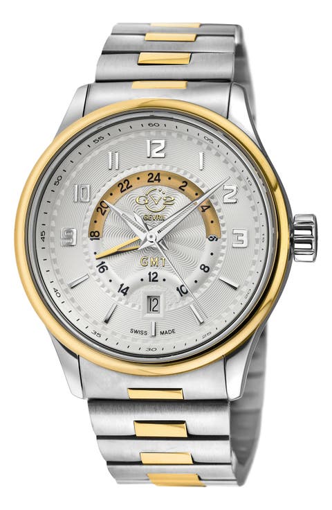 GEVRIL Men's Giromondo Two-tone Multifunction Bracelet Watch, 40mm