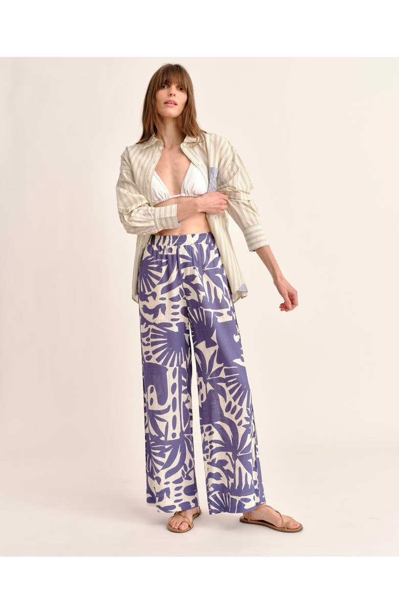 Cartolina Mia Printed Linen Pant, Alternate, color, Coastal Indigo
