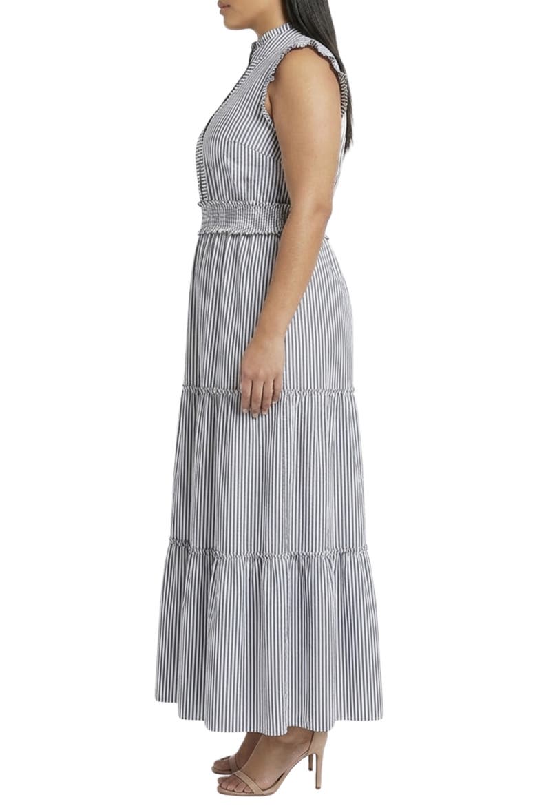 Stripe Ruffle Tiered Maxi Dress, Alternate, color, BLUE