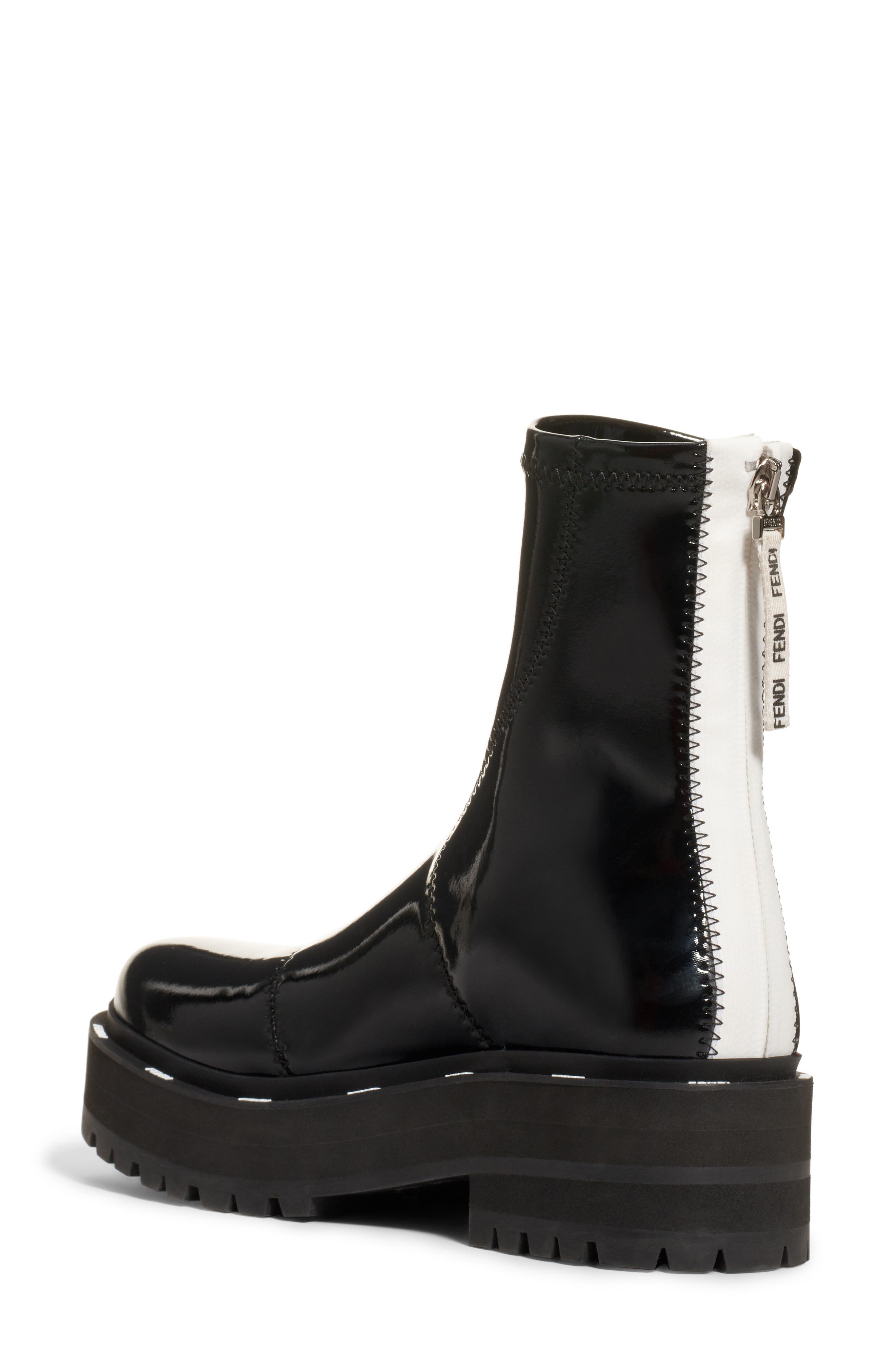 Fendi Zip Patent Combat Boot, Alternate, color, 