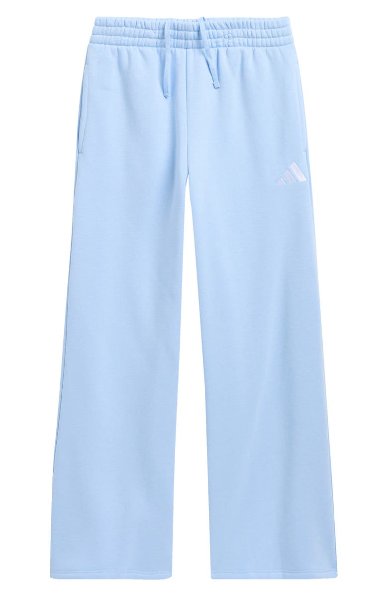 adidas Kids' Fleece Wide Leg Pants, Main, color, Glow Blue