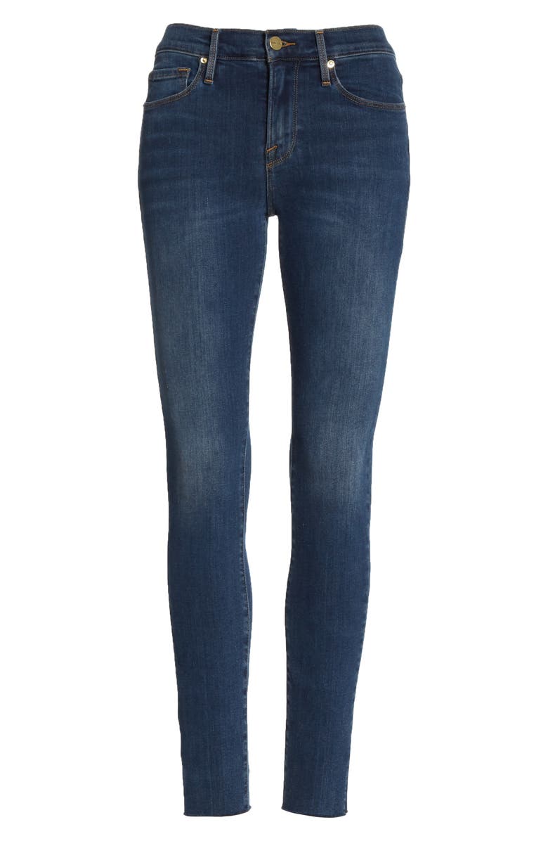 FRAME Le Skinny de Jeanne Slit Rivet Raw Hem Ankle Jeans, Alternate, color, 
