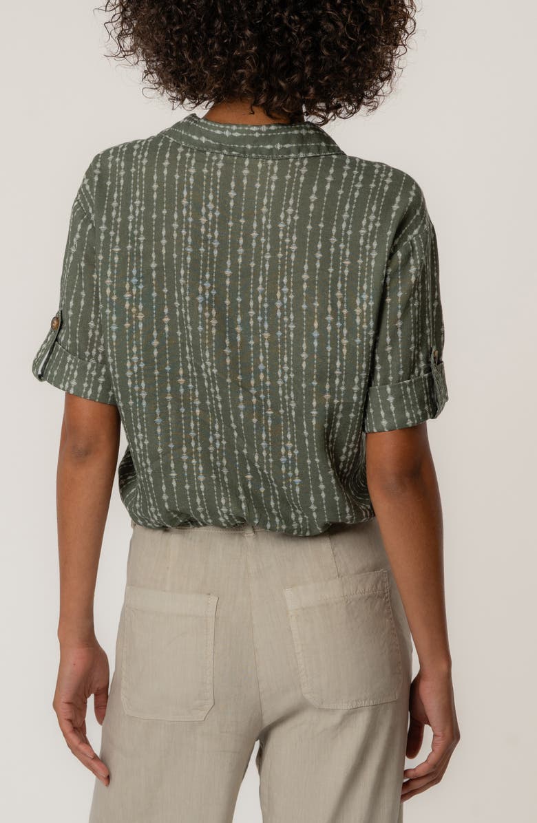 KUT from the Kloth Rebel Printed Knot Front Linen Blend Top, Alternate, color, Inca Seaweed