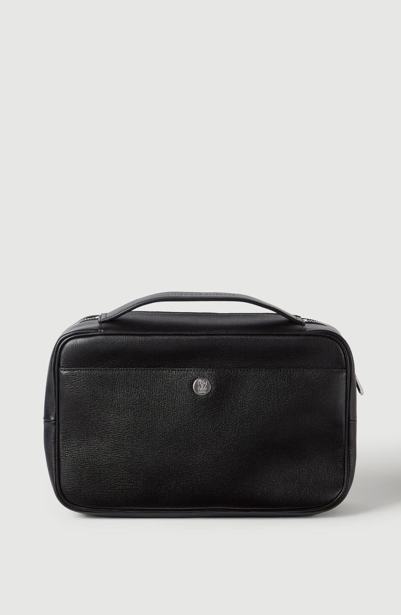 Brunello Cucinelli Grain leather beauty case, Alternate, color, Black
