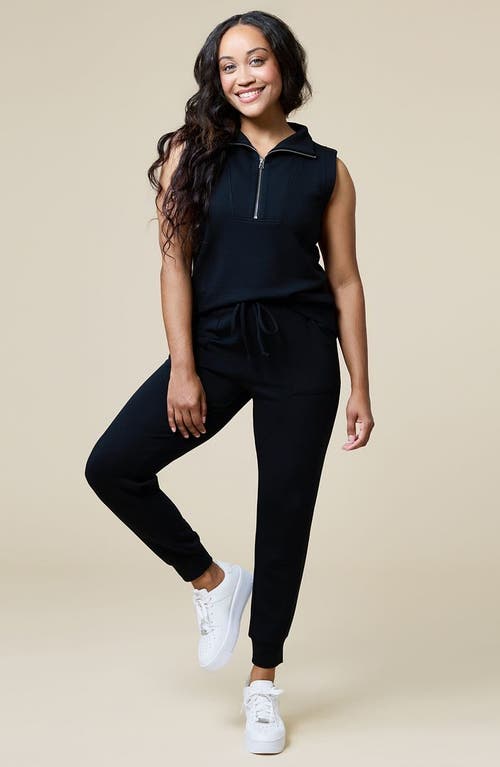 Softies Athleisure Puredream 1/4 Zip Sleeveless Jogger Lounge Set In Black