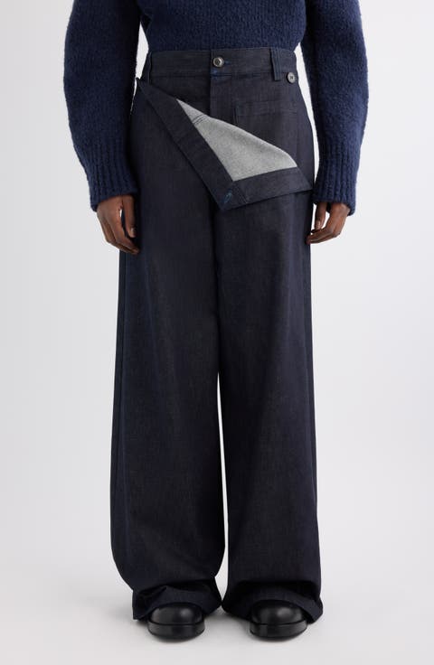 Pennined Foldover Waist Wide Leg Jeans