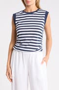 Caslon® Side Ruched Cotton Blend Tank