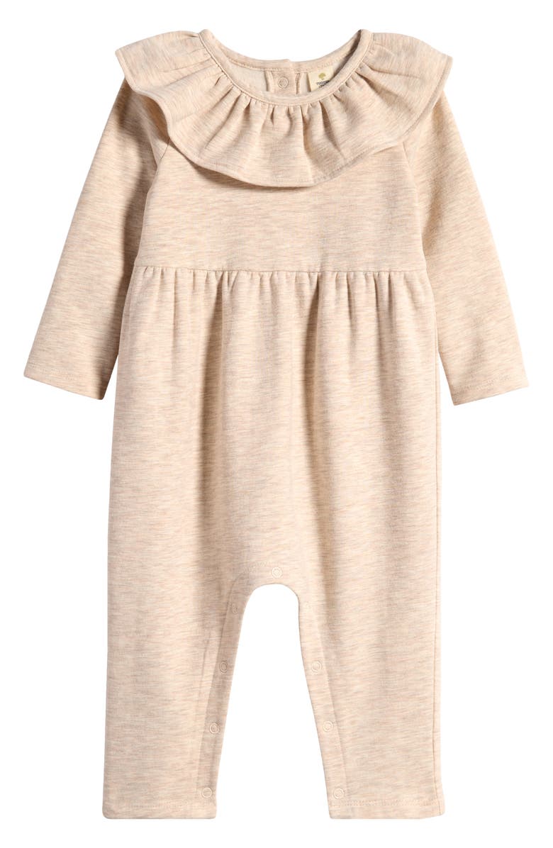 Tucker + Tate Ruffle Neck Romper, Main, color, Beige Oatmeal Light Heather