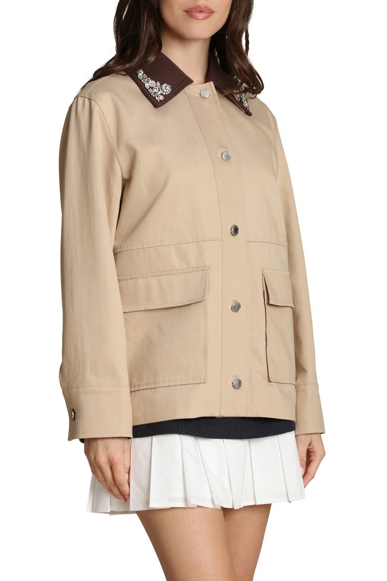 Embellished Lyocell & Cotton Barn Jacket, Alternate, color, LIGHT CAMEL