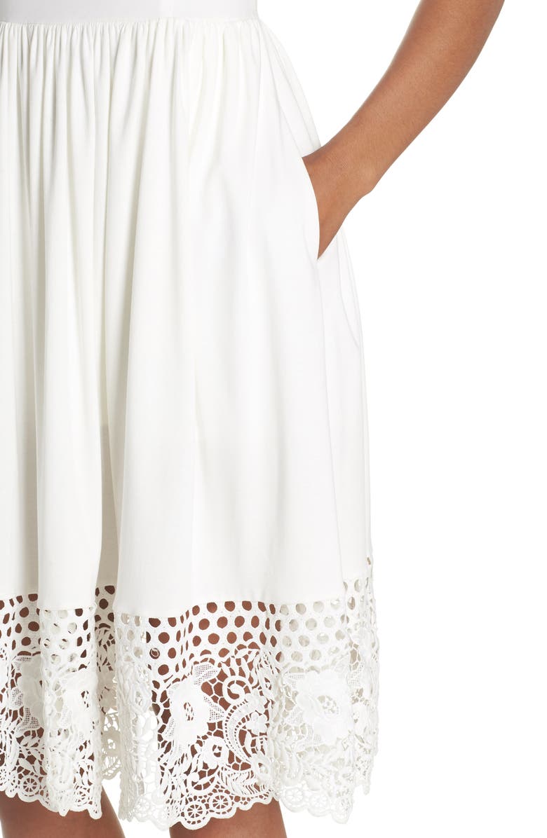French Connection Salerno Lace Trim Jersey Dress, Alternate, color,