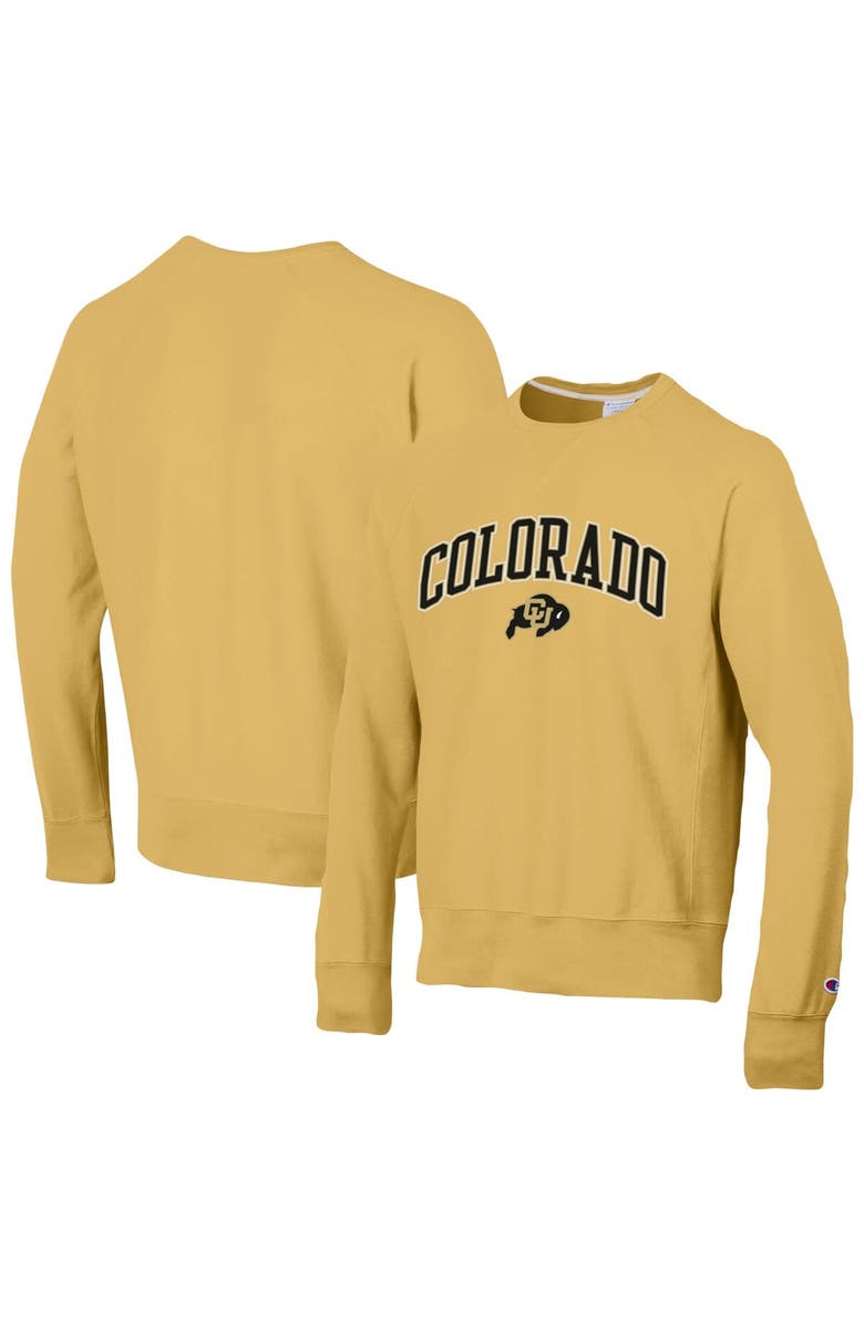 Champion Men's Champion Gold Colorado Buffaloes Skinny Arch Over Vintage Wash Pullover Sweatshirt, Main, color, Gold